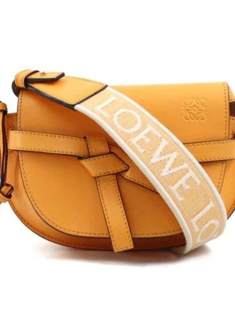 Auth LOEWE Gate Dual Mini Shoulder Bag Orange Leather - 90205g